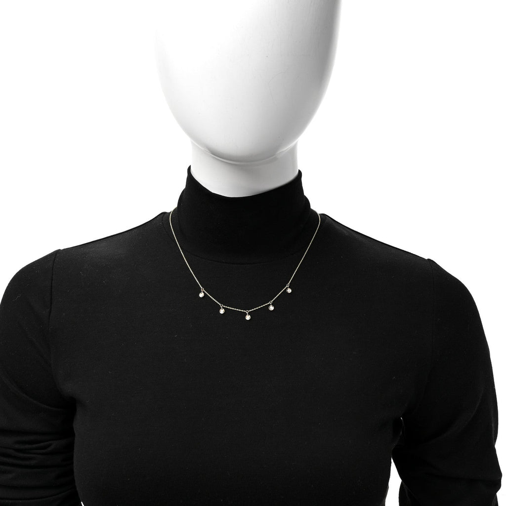 18K Yellow Gold Diamond Diamonds By The Inch Dangling Five Station Necklace