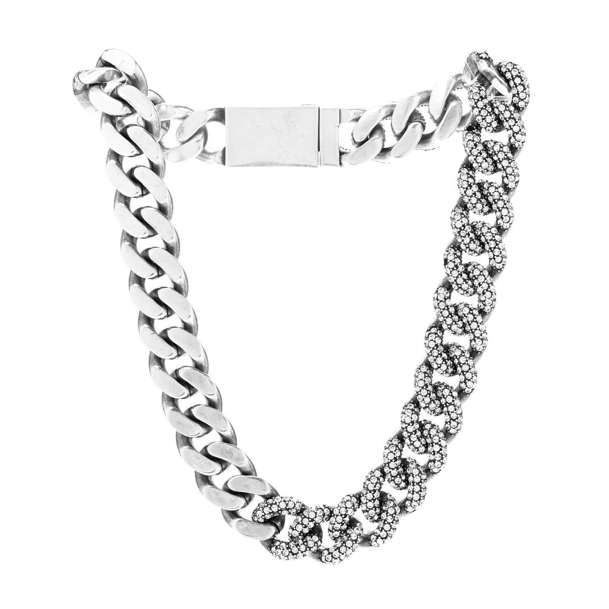 Crystal Curb Chain Necklace Oxidized Silver Oxidized Silver