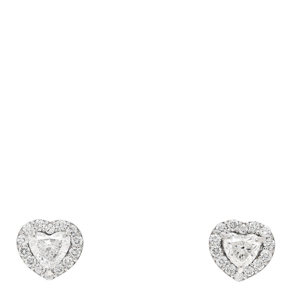 Platinum Diamond 1.62ctw Heart Cut Halo Earrings