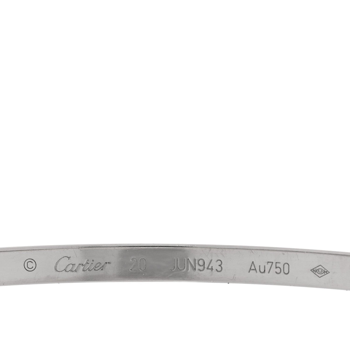 18K White Gold Small LOVE Bracelet 20