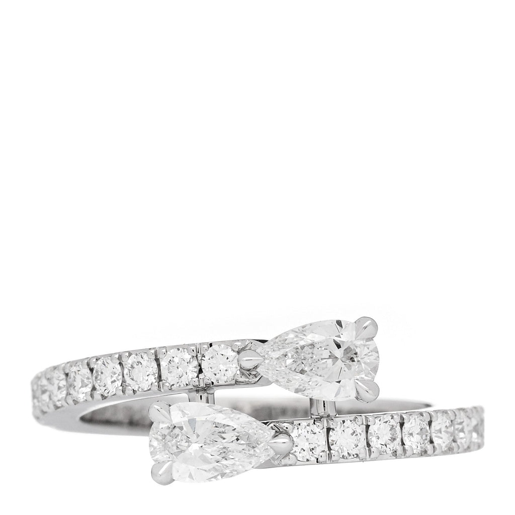 18K White Gold Diamond Duet Wraparound Ring 49 4.75