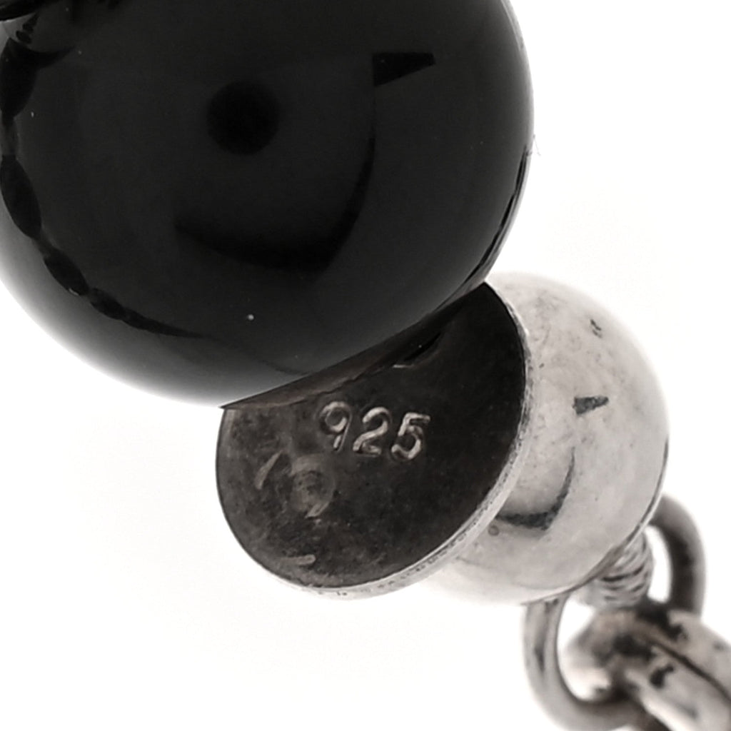 Sterling Silver Black Onyx Bead Necklace