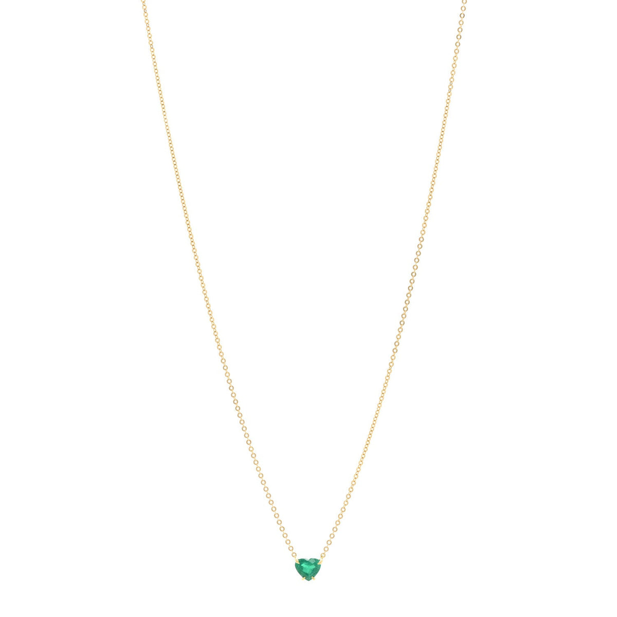 18K Yellow Gold Emerald Heart Necklace