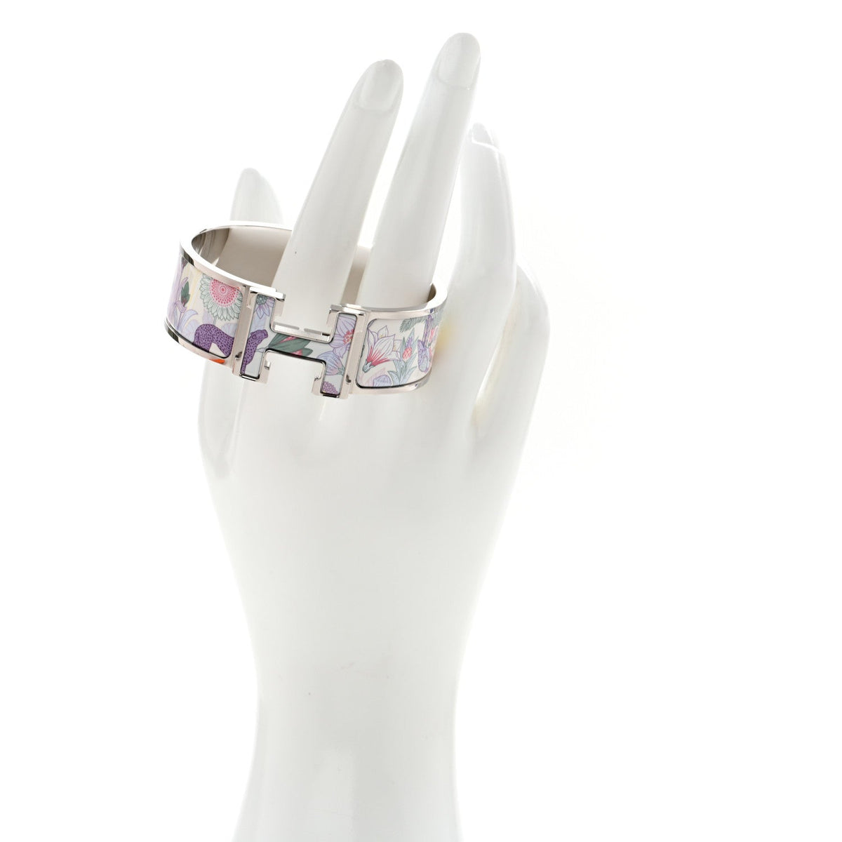 Enamel Printed Wide Precious Paradise Clic Clac H Bracelet PM Jasmin