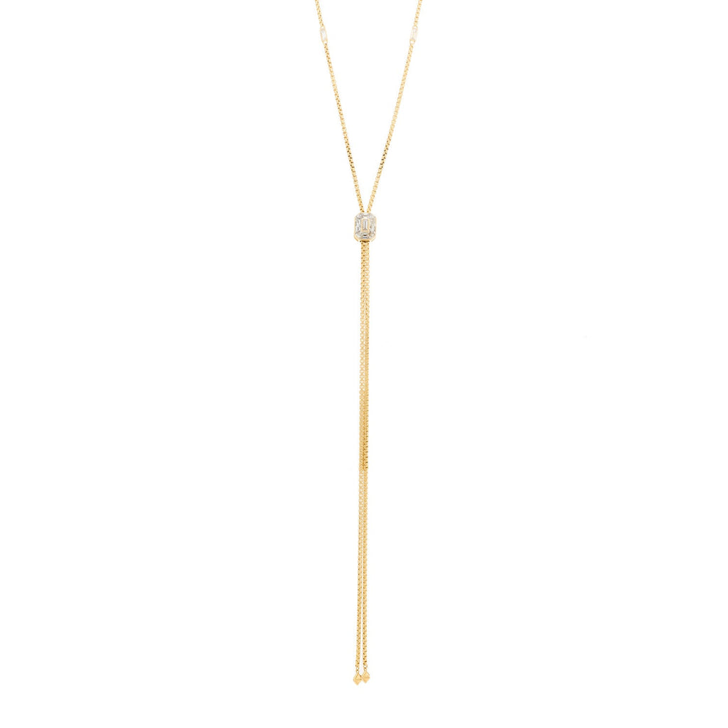 18K Yellow Gold Diamond Stax Lariat Necklace