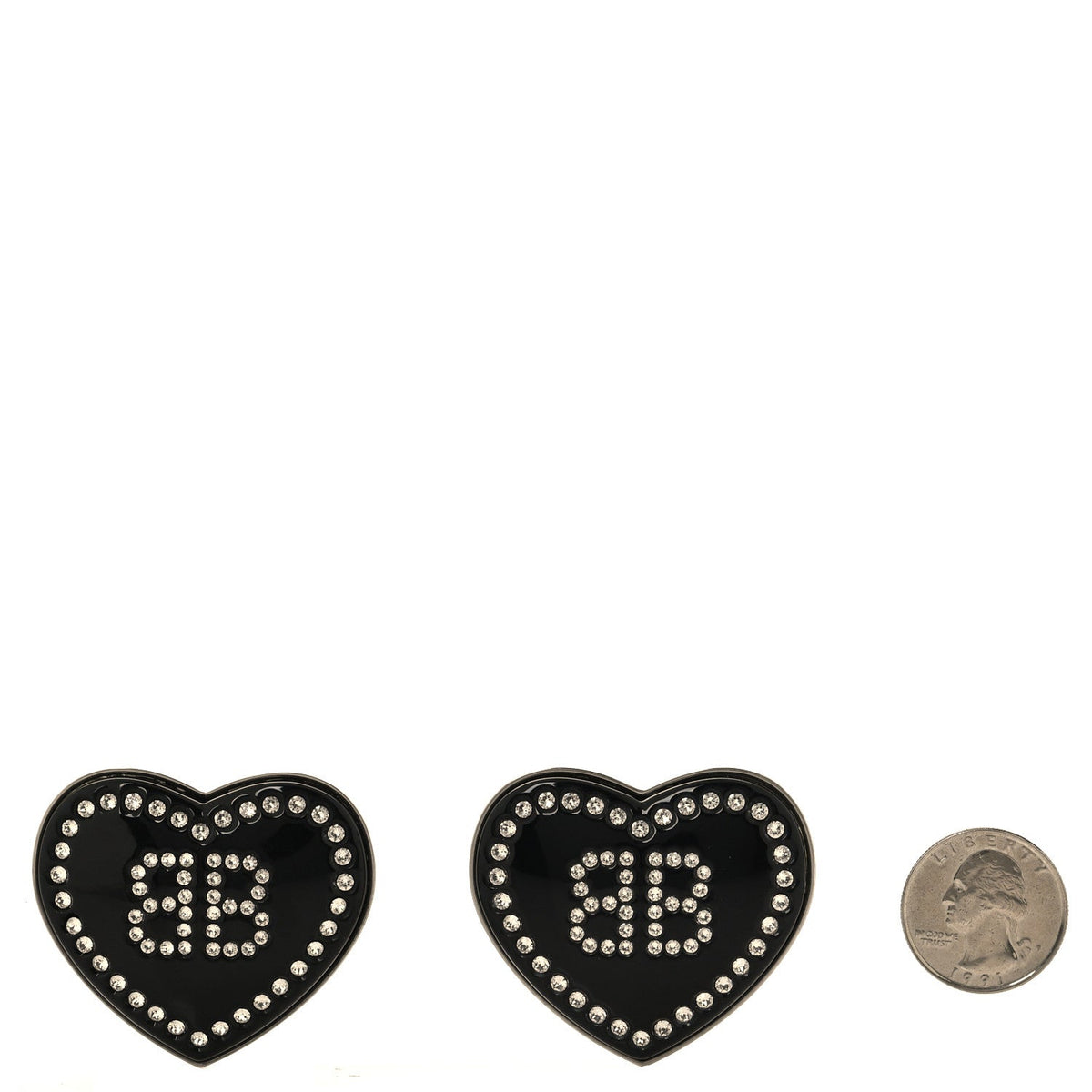 Crystal Resin BB Heart Earrings  Black