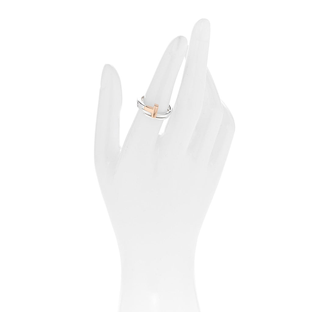 18K Rose Gold Sterling Silver T Square Wrap Ring 53 6.5