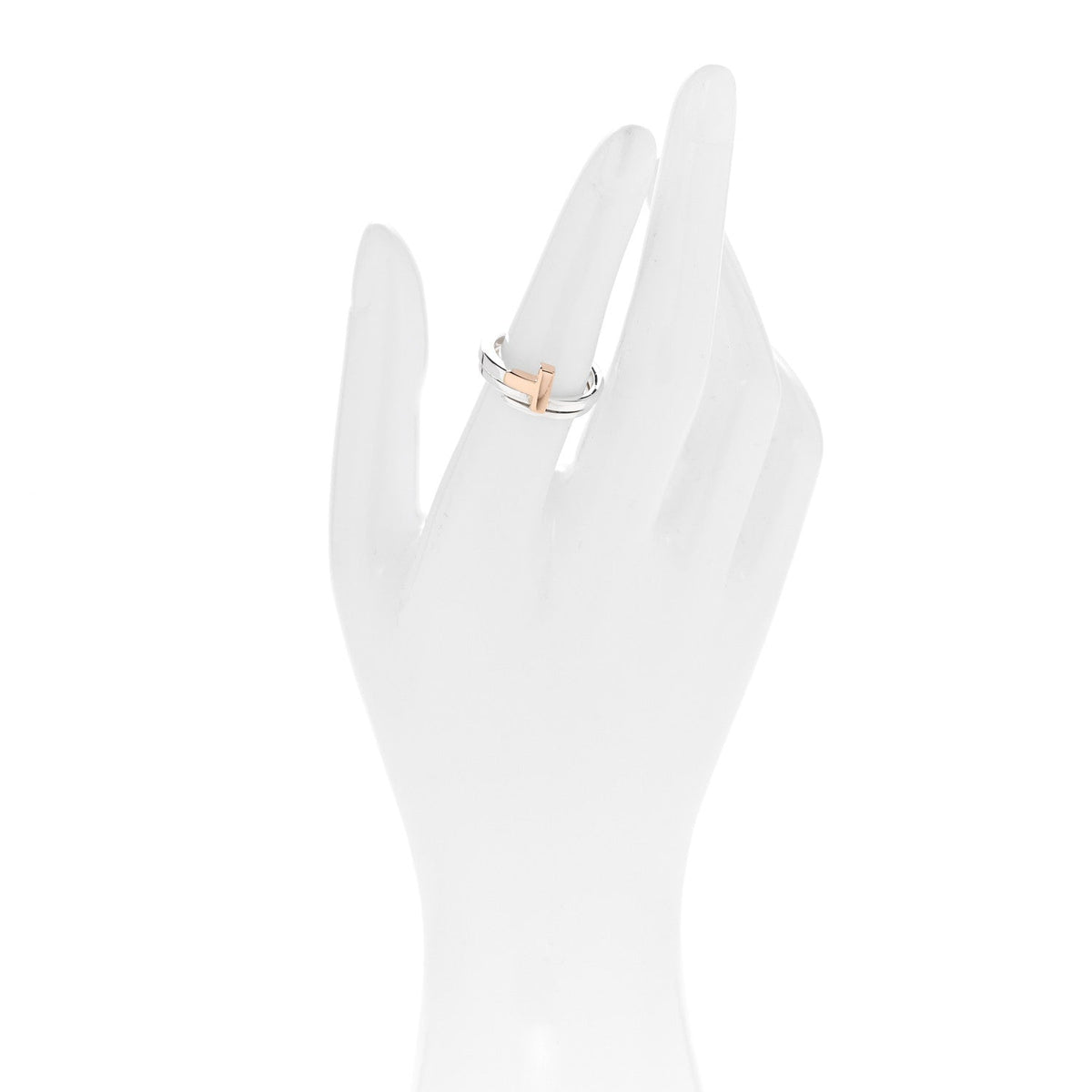 18K Rose Gold Sterling Silver T Square Wrap Ring 53 6.5