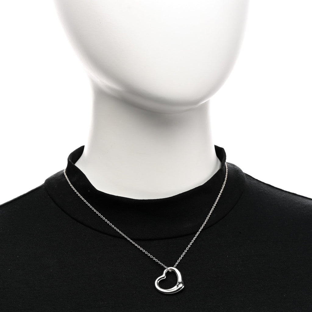 Sterling Silver 22mm Elsa Peretti Open Heart Pendant Necklace