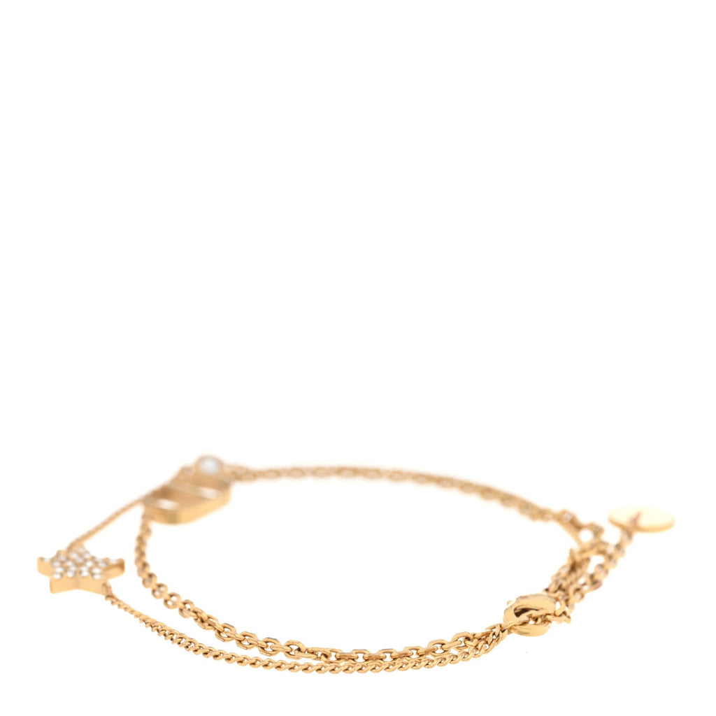 Metal Crystal Petit CD Double Bracelet Gold