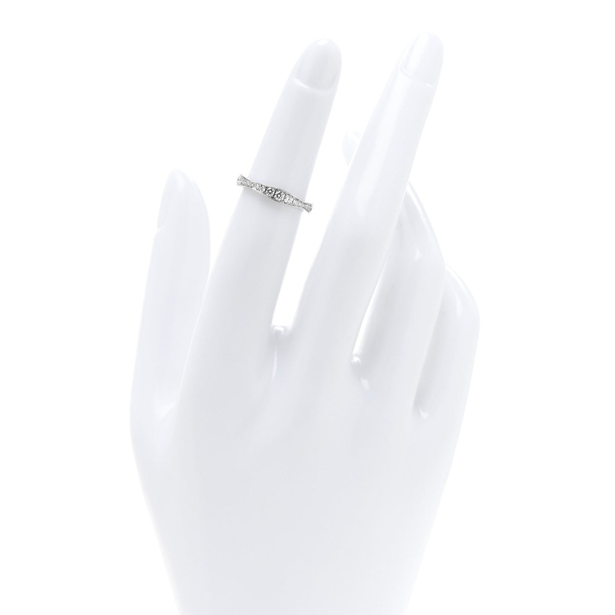 Platinum Diamond Pave Wave Band Ring 47 4