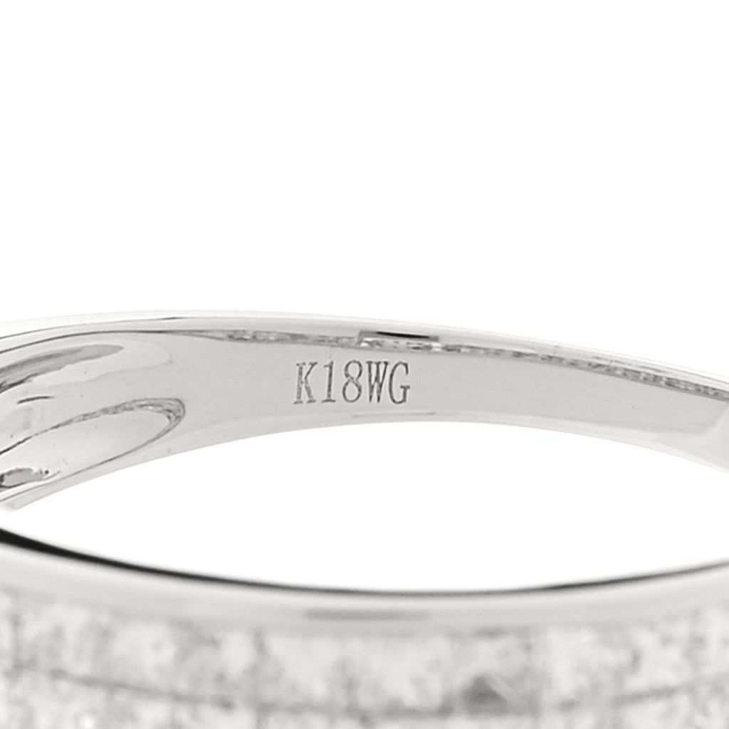 18K White Gold Diamond .80ctw Princess Cut Half Eternity Band Ring  52 6