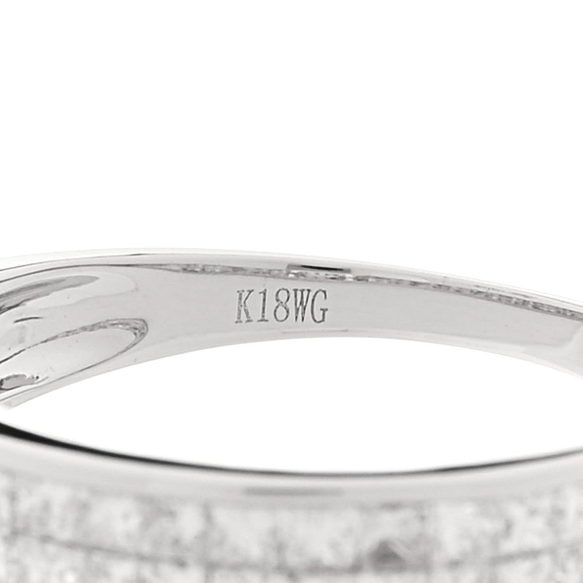 18K White Gold Diamond .80ctw Princess Cut Half Eternity Band Ring  52 6