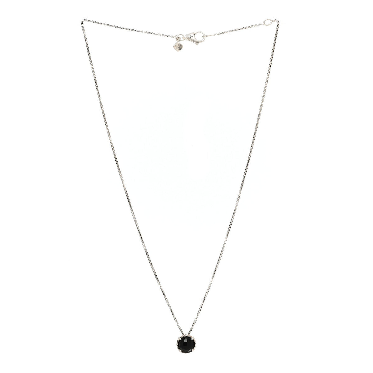Sterling Silver Black Onyx 8mm Petite Chatelaine Pendant Necklace