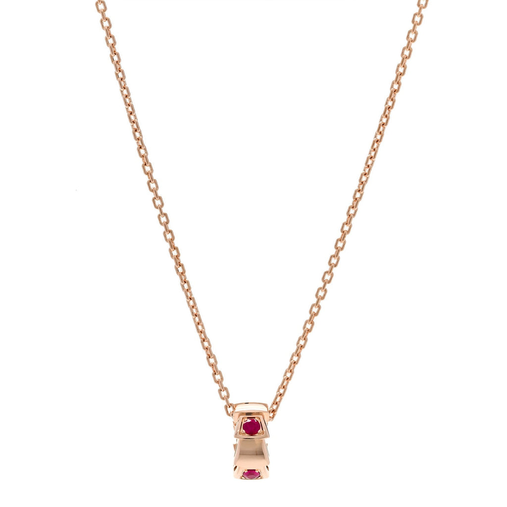 18K Rose Gold Ruby Serpenti Viper Pendant Necklace
