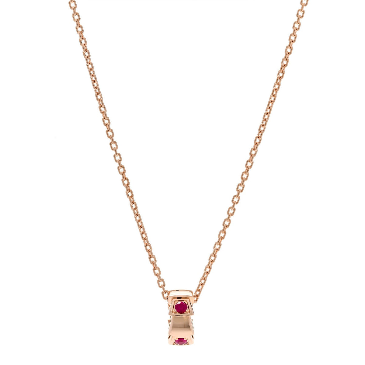 18K Rose Gold Ruby Serpenti Viper Pendant Necklace