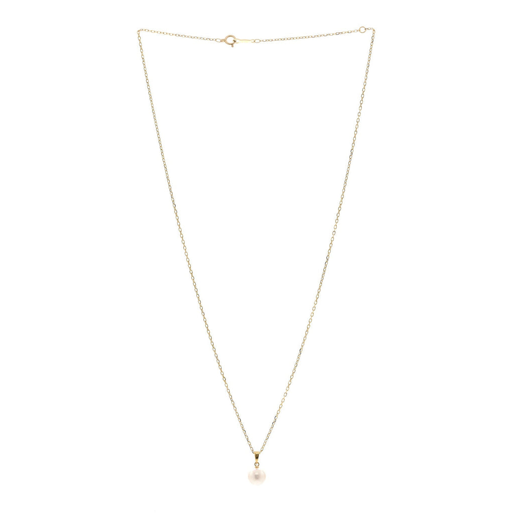 18K Yellow Gold Akoya Cultured Pearl 7-7.5mm Pendant Necklace