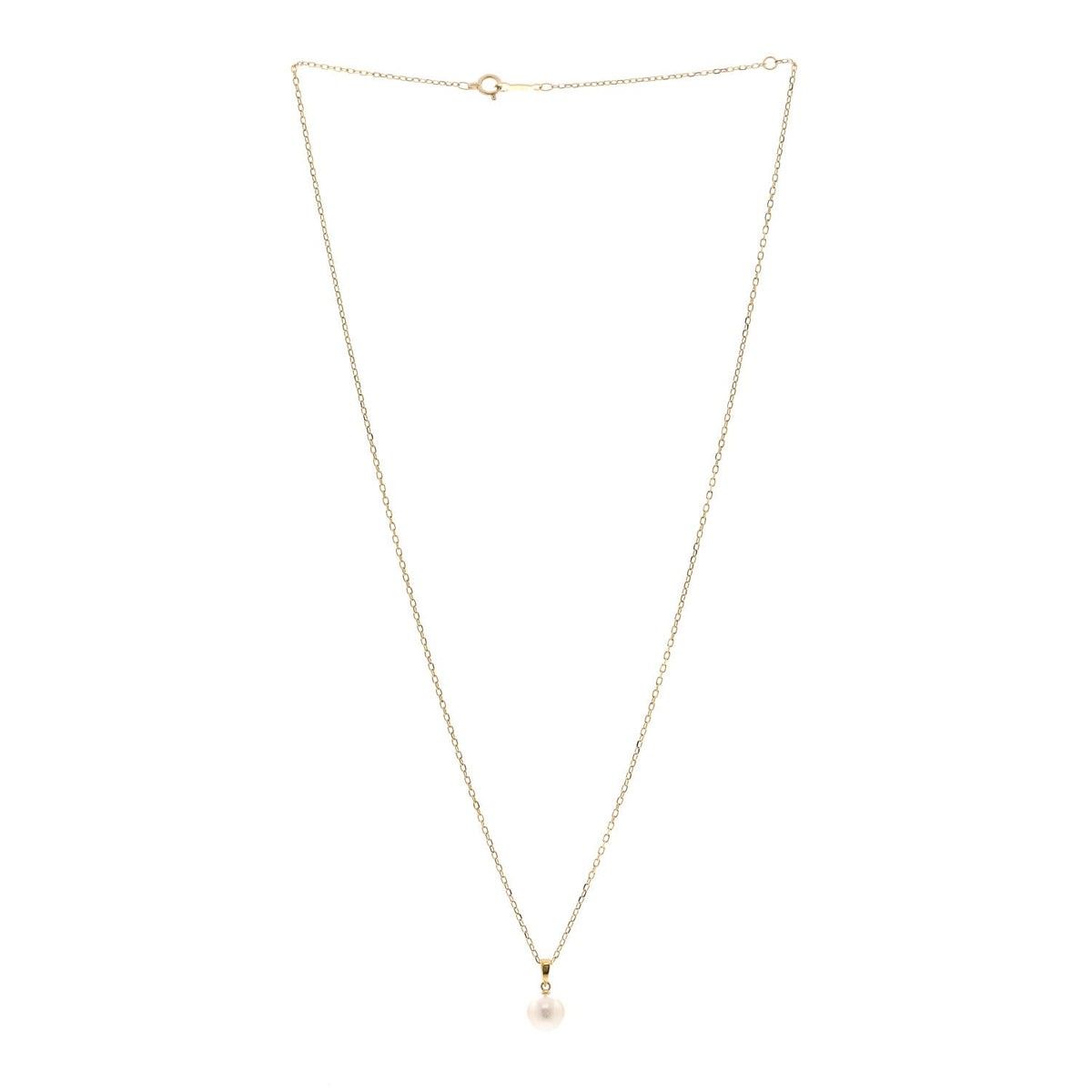 18K Yellow Gold Akoya Cultured Pearl 7-7.5mm Pendant Necklace