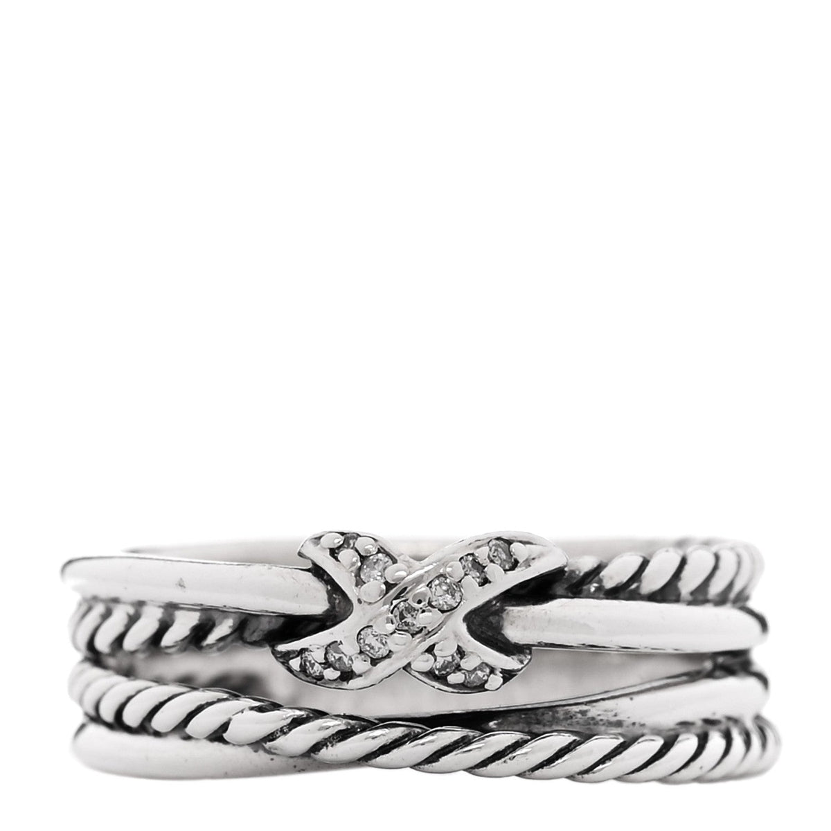 Sterling Silver Diamond X Crossover Ring 55 7.25