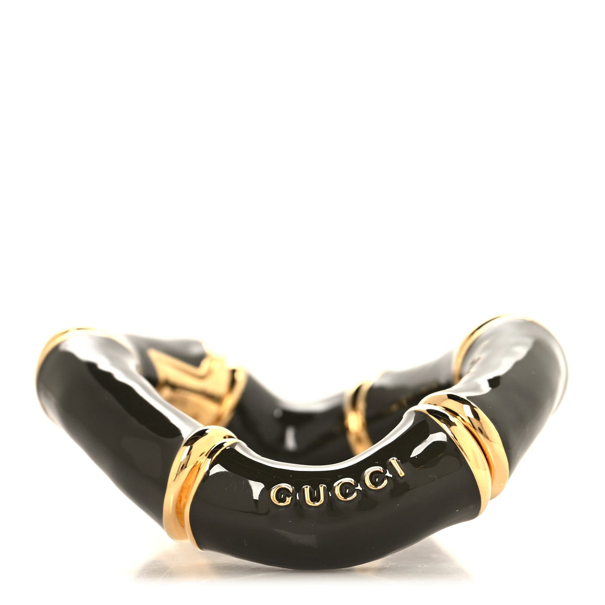 Brass Enamel Bamboo Cuff Bracelet Gold Grey