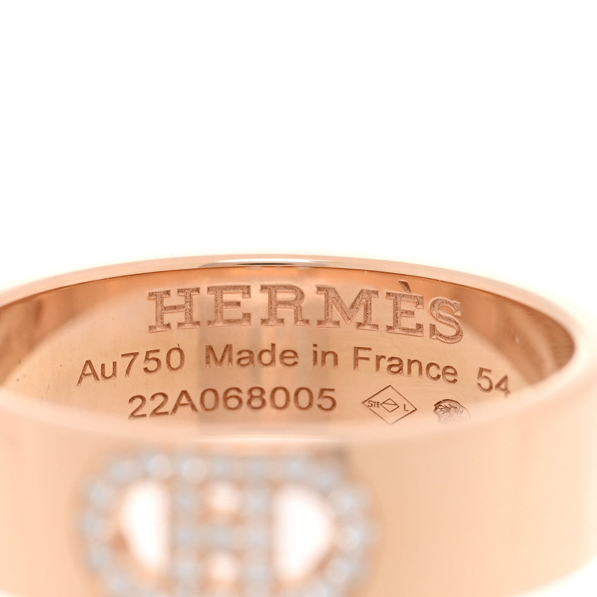 18K Rose Gold Diamond PM H D'Ancre Ring 54 7
