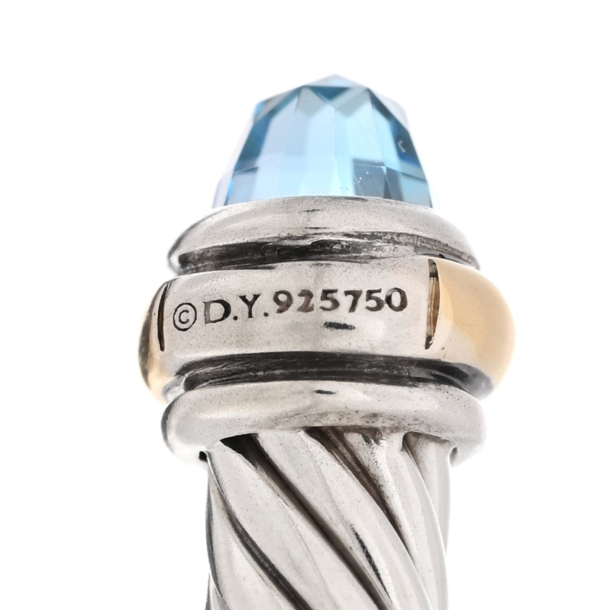Sterling Silver 18K Yellow Gold Blue Topaz 4mm Cable Classics Bracelet
