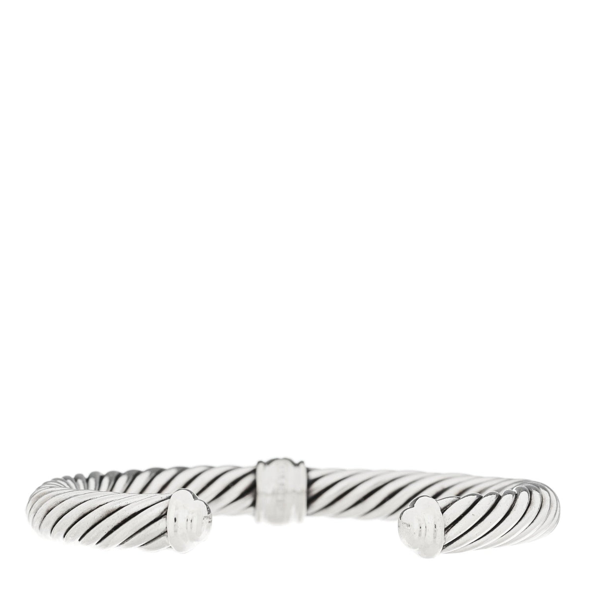 Sterling Silver 18K White Gold Diamond 7mm Cable Classics Station Bracelet
