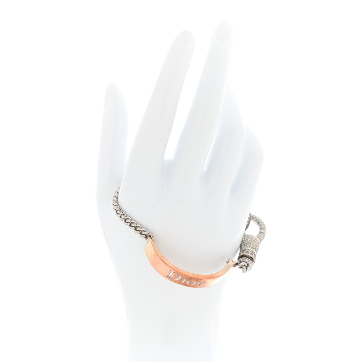 Crystal Logo ID Chain Bracelet Silver