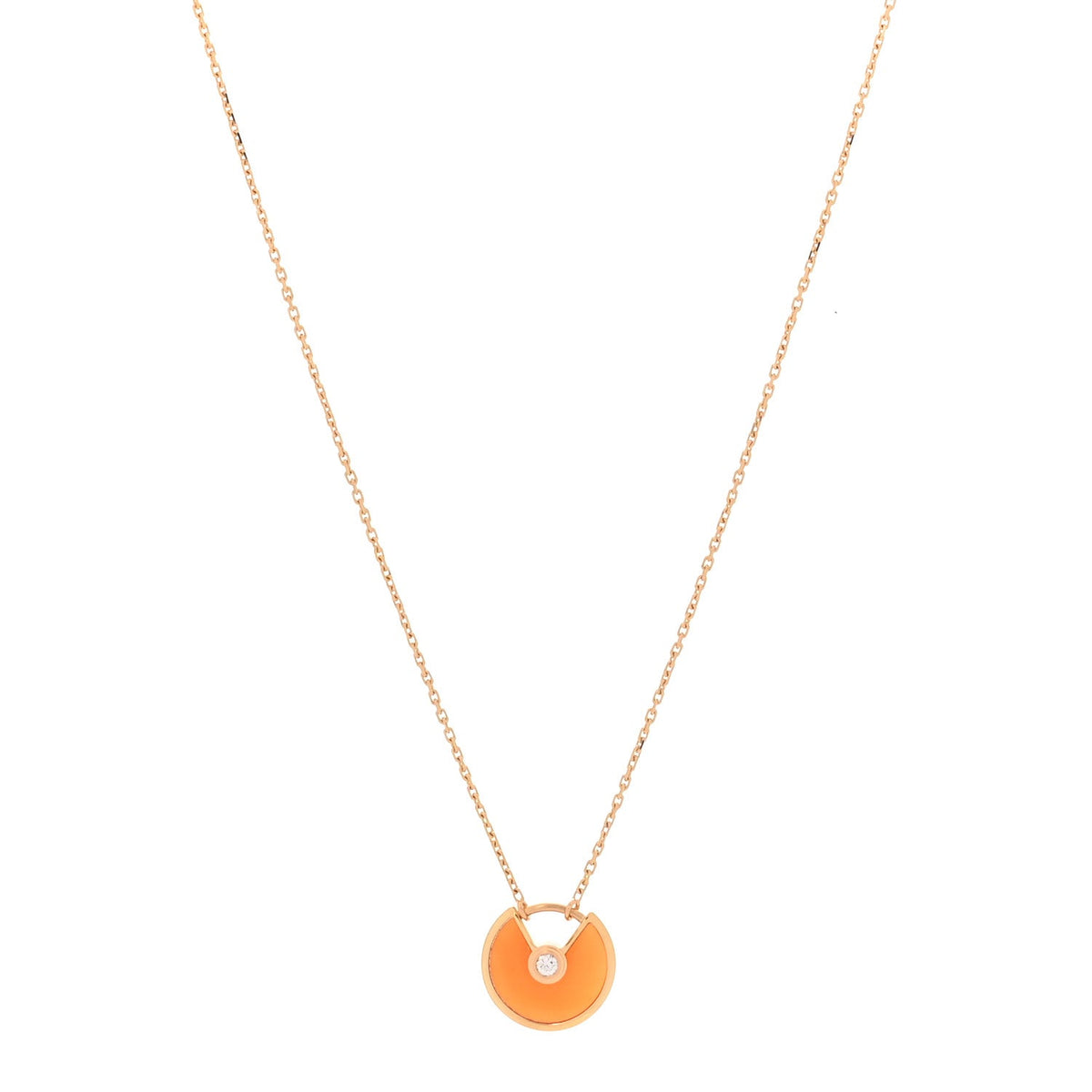 18K Pink Gold Diamond Carnelian XS Amulette de Cartier Pendant Necklace