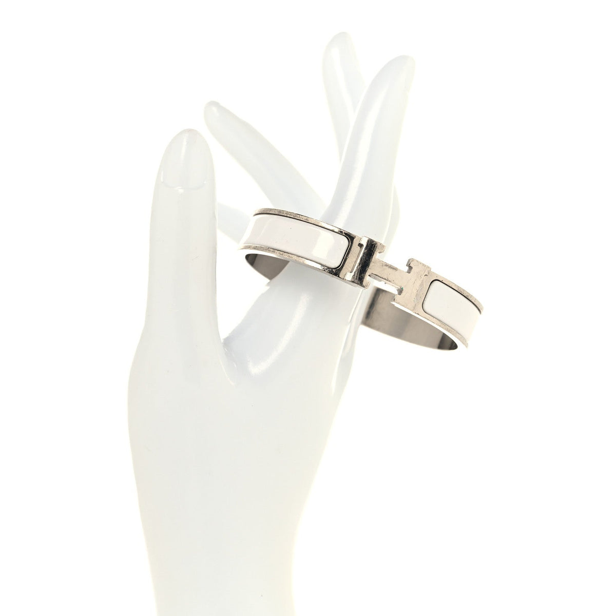 Enamel Narrow Clic Clac H Bracelet GM White