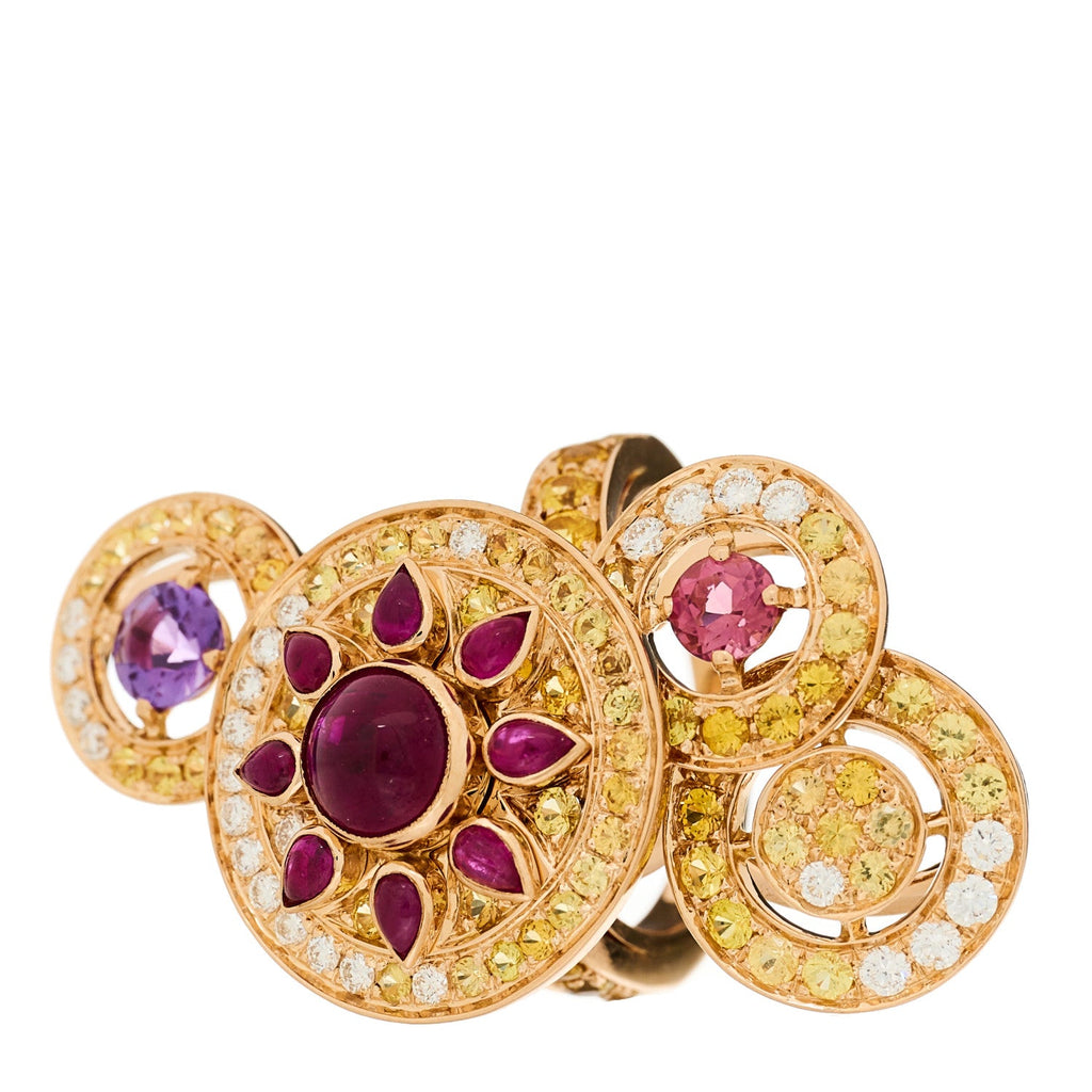 18K Rose Gold Diamond Multi Gemstone Sheherazade Ring 49 5