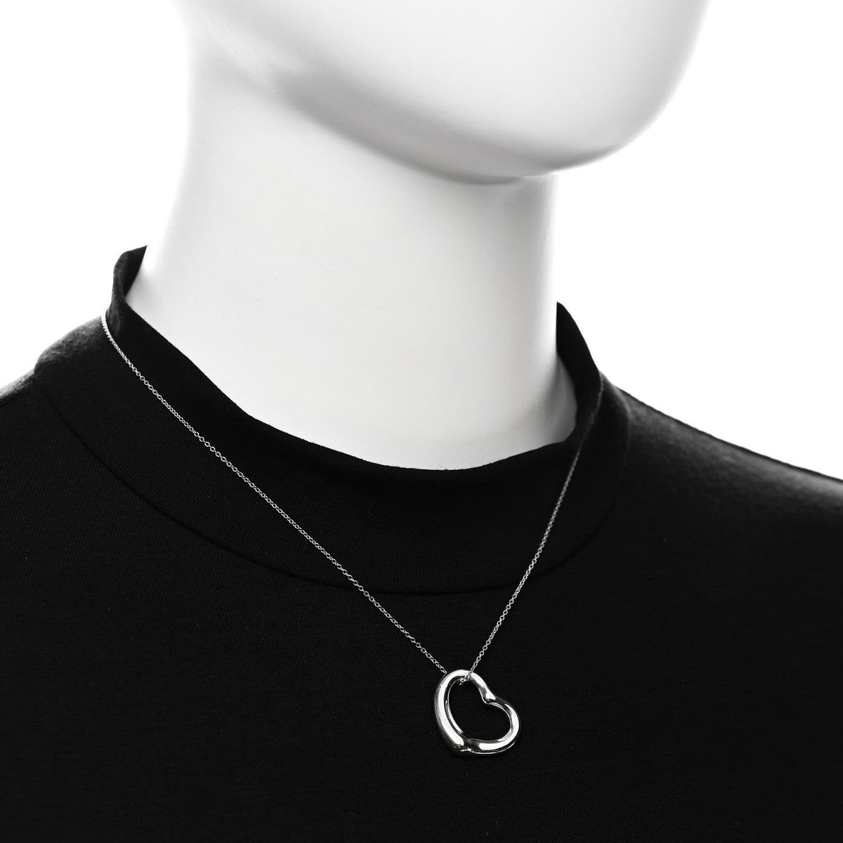 Sterling Silver 22mm Elsa Peretti Open Heart Pendant Necklace