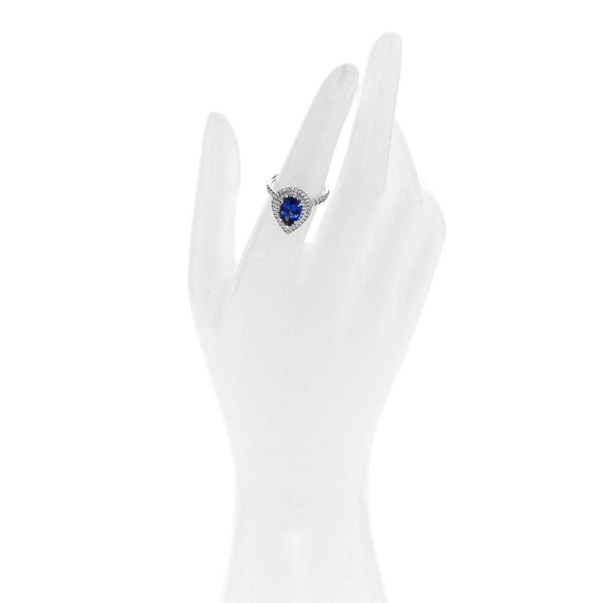 Platinum Diamond Tanzanite Soleste Pear Cut Ring 56 7.75