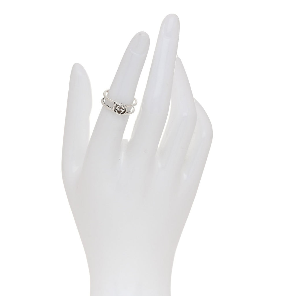 Sterling Silver 6mm Interlocking G Open Band Ring 50 5.25