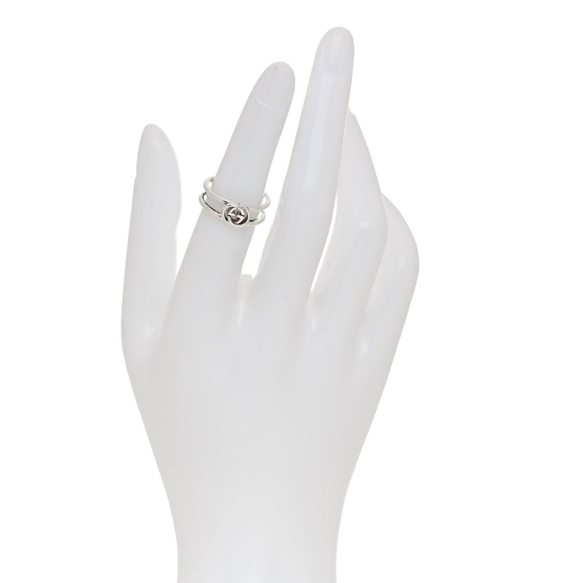 Sterling Silver 6mm Interlocking G Open Band Ring 50 5.25