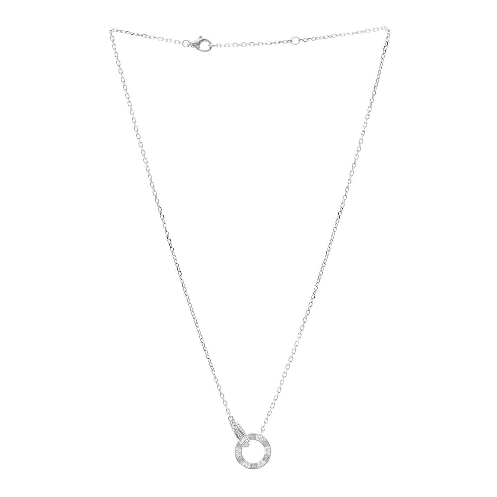 18K White Gold Diamond Interlocking LOVE Paved Necklace