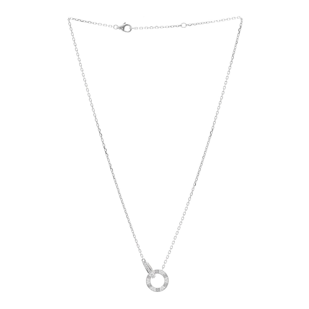 18K White Gold Diamond Interlocking LOVE Paved Necklace