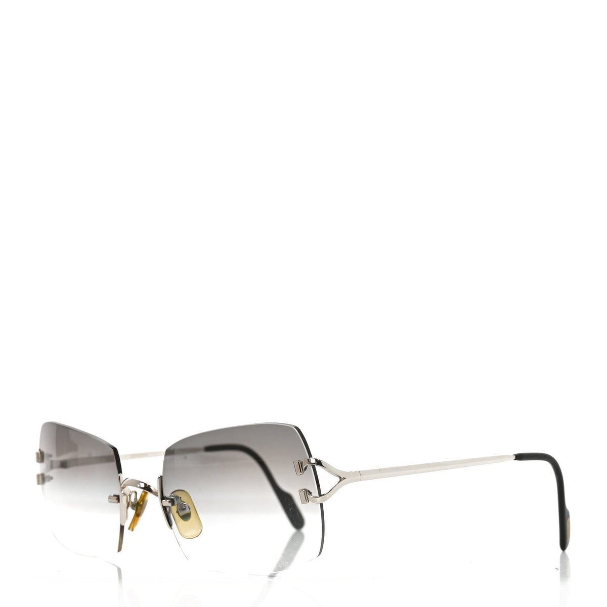 Metal Rimless C De Cartier 135 Square Sunglasses Silver Black