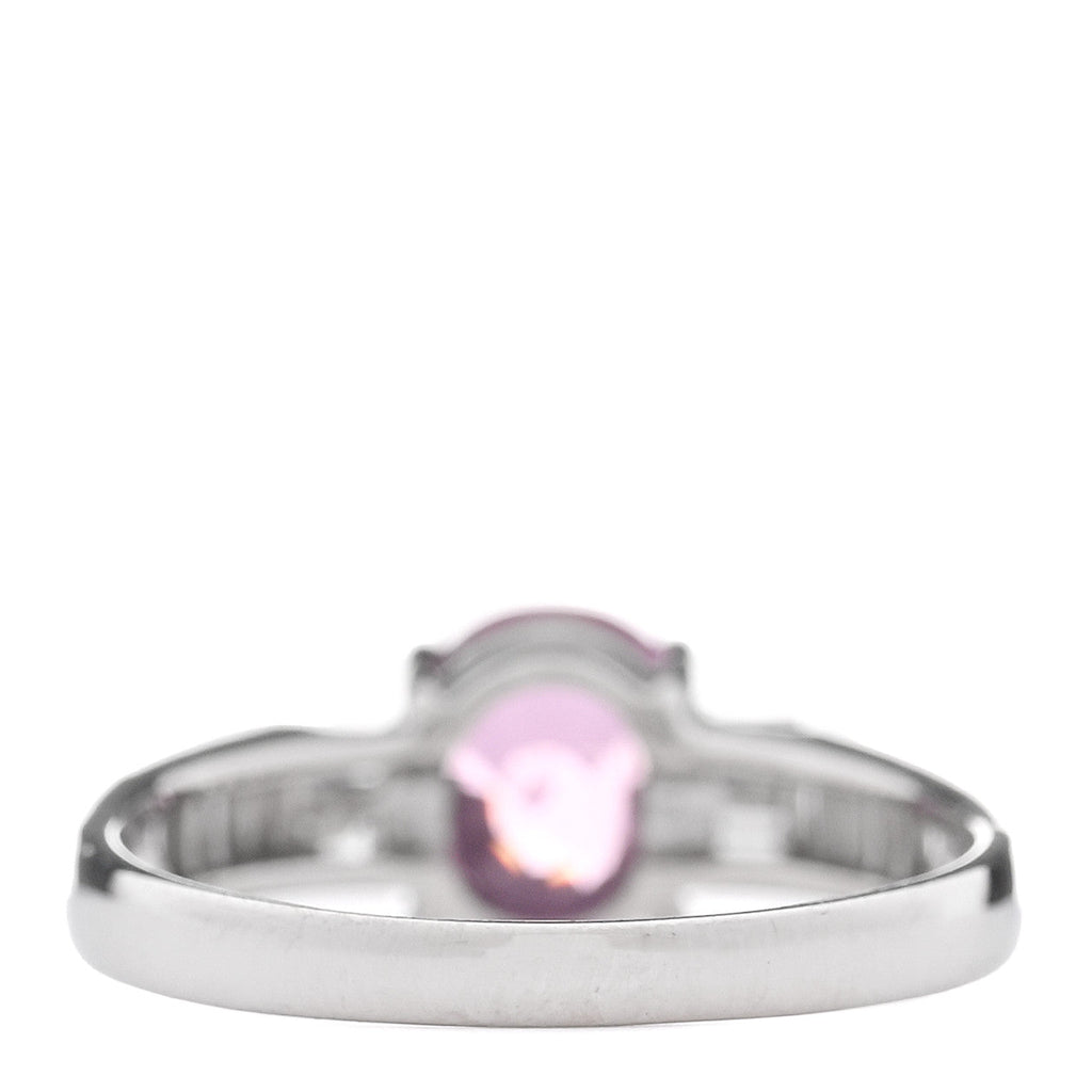 Platinum Diamond Pink Sapphire .31ctw Solitaire Half Band Ring 56 7.5