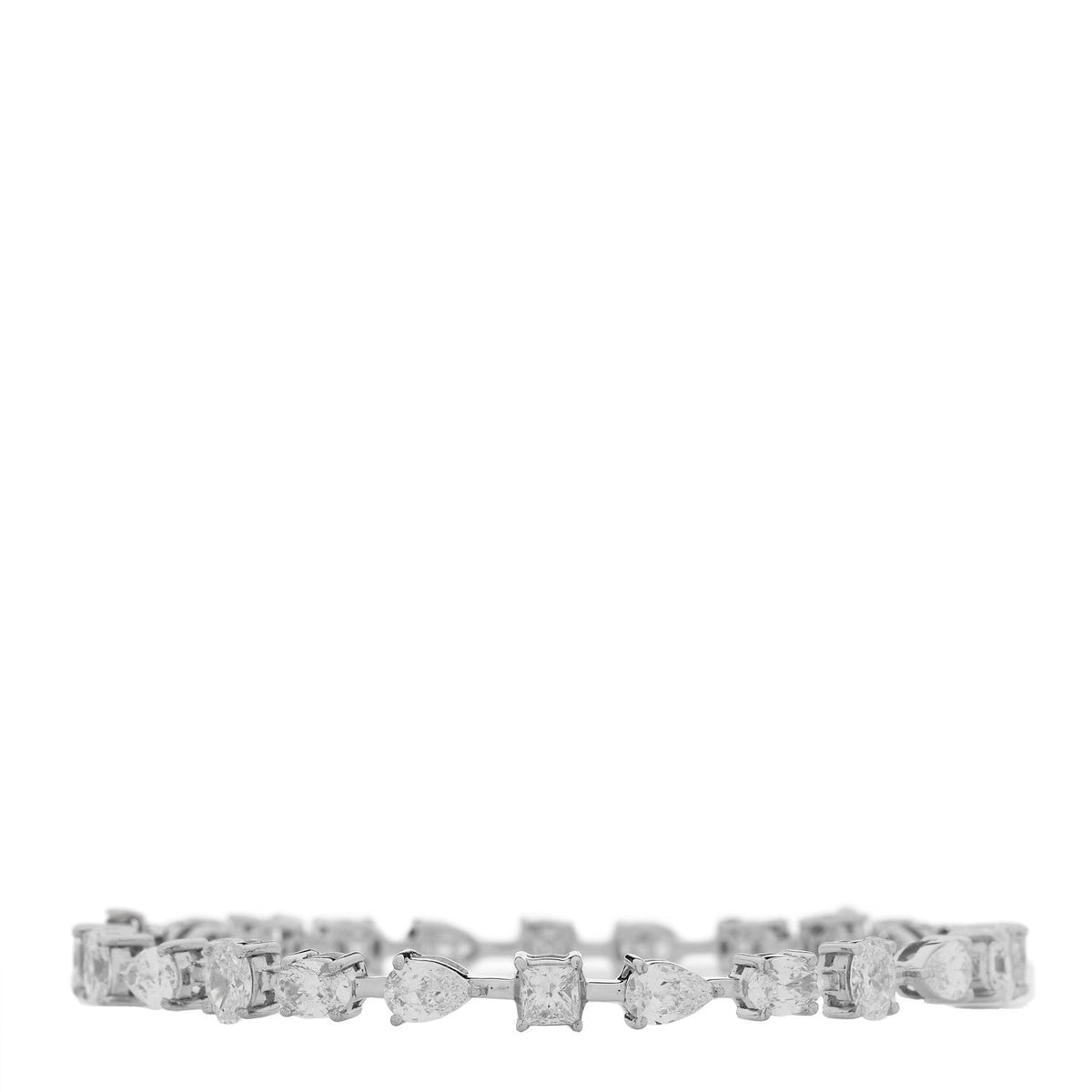 18K White Gold Diamond 5.50ctw Emerald Marquis Oval Pear Princess Cut Bracelet
