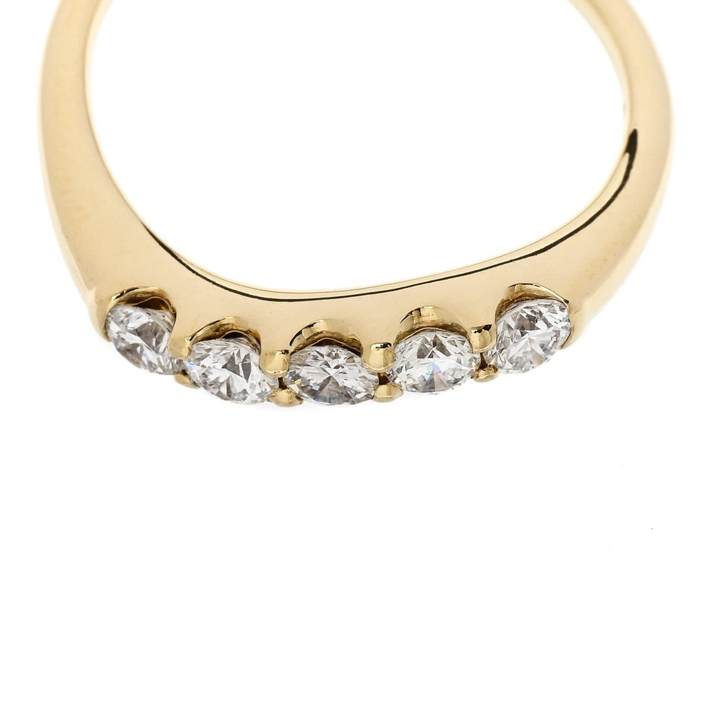 18K Yellow Gold Diamond .50ctw Curved Ring 53 6.5