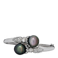 14K White Gold Diamond Black Cultured Pearl .64ct Bypass Bracelet