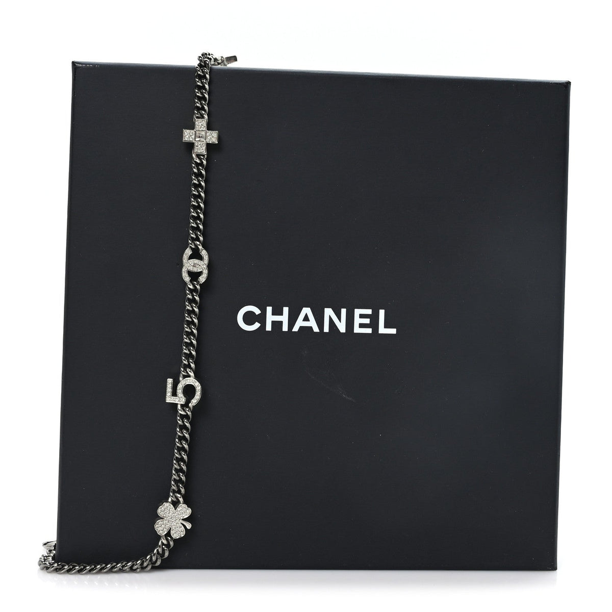 Crystal CC Lucky Symbols Choker Necklace Silver