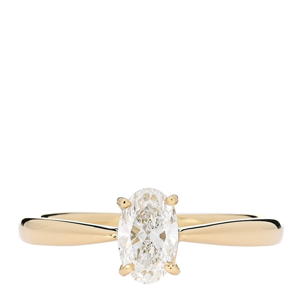 18K Yellow Gold Diamond .51ct Oval Cut Solitaire Engagement Ring  52 6