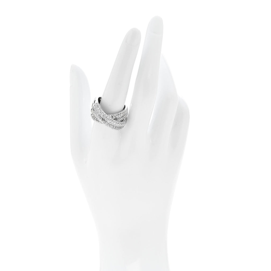 18K White Gold Diamond 1.75ctw Crossover Band Ring 58 8.25