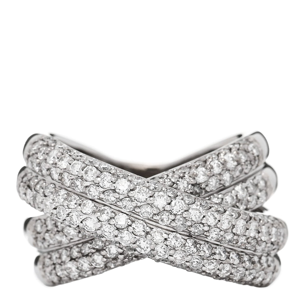 18K White Gold Diamond 1.75ctw Crossover Band Ring 58 8.25
