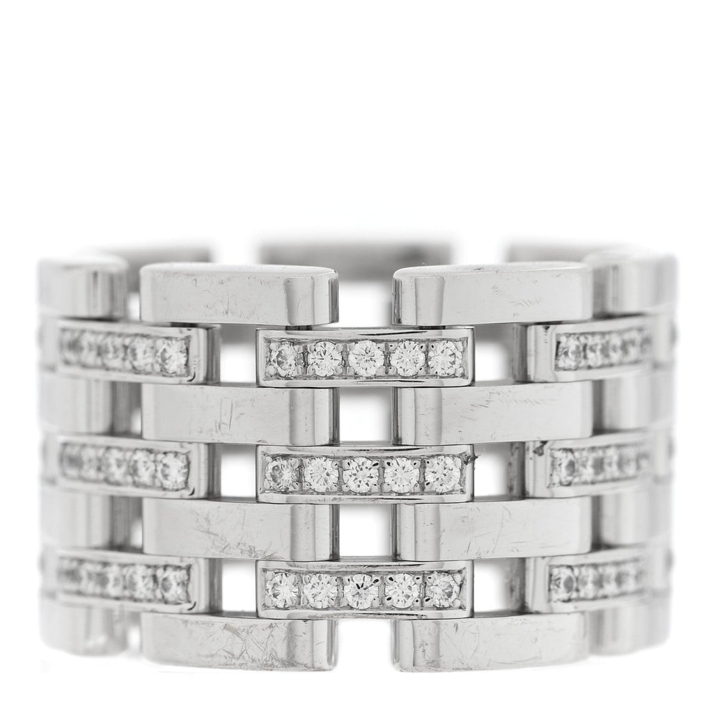18K White Gold Diamond Les Chaines Ring 50 5.5