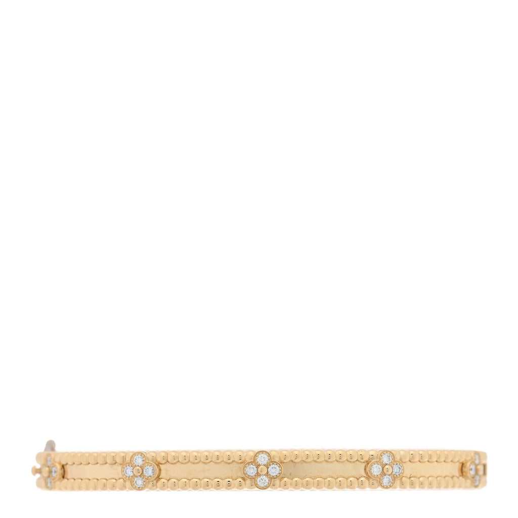 18K Yellow Gold Diamond Perlee Sweet Clovers Bracelet L