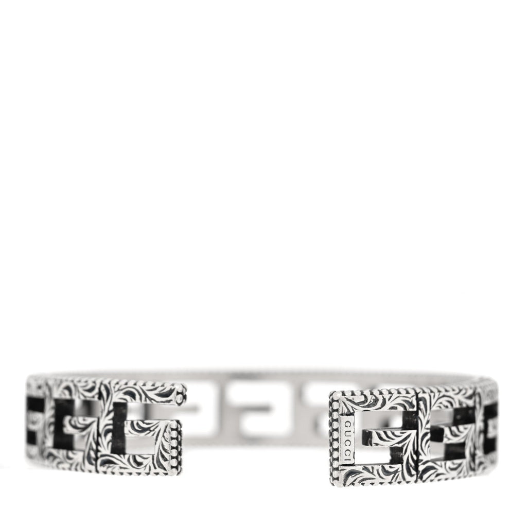 Sterling Silver Square G Motif Cuff Bracelet