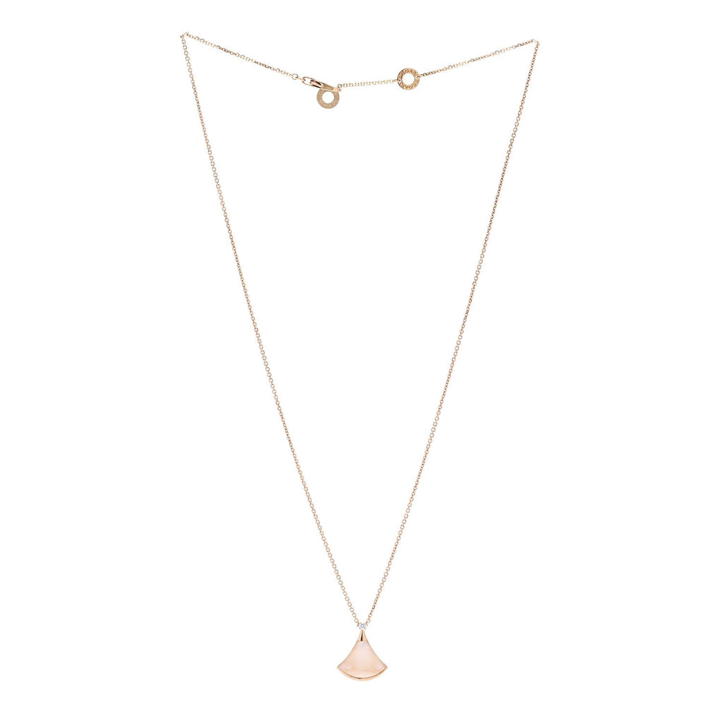 18K Yellow Gold Diamond Mother of Pearl Small Divas' Dream Pendant Necklace